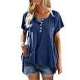 thumbnail image 5 of Sngxgn Women's Tshirts Casual V Neck Short Sleeve Loose Summer Tunic Tops(Blue,L), 5 of 8
