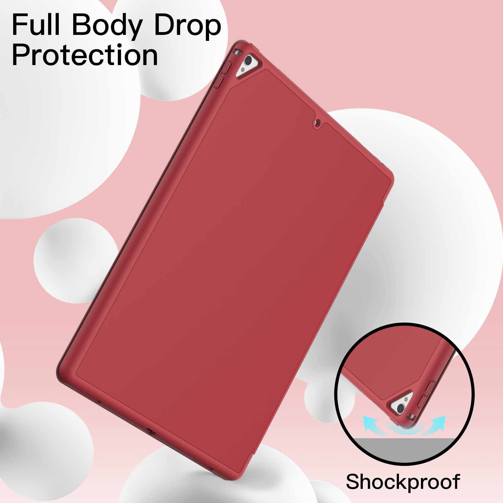 JETech Case for iPad Pro 12.9 Inch (2015/2017 Model, 1st/2nd Generation) with Pencil Holder, Slim Tablet Cover with Soft TPU Back, Auto Wake/Sleep (Red)