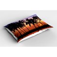 thumbnail image 2 of Ambesonne Hawaii Pillow Sham 2 Pack, Sunset on Big Island, 36"x20", Lilac Dark Orange Black, 2 of 3