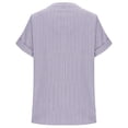 thumbnail image 6 of AKOEE Striped Button Up Shirts Women V Neck Plus Size Beach Summer Casual Short Sleeve Blouses Loose Fit, Purple 3XL, 6 of 7