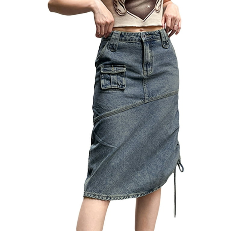 Elisa pencil shop ripped denim skirt