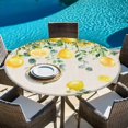 thumbnail image 6 of Summer Lemon Round Tablecloth, Fitted Table Cover with Elastic for 45"-54" Round Tables, Eucalyptus Flower Leaf Retro Botanical Table Cloth Outdoor Indoor Dinning Party Waterproof Tablecloths, 6 of 7
