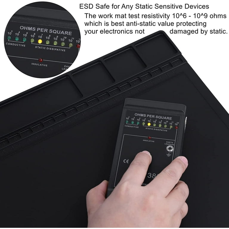 Anti Static Mat, ESD Mat Heat Resistant with Grounding Wire, Grounding Plug, and ESD Wrist, Silicone Repair - Walmart.com Anti Static Mat, ESD Mat Heat Resistant with Grounding Wire, Grounding Plug, and ESD Wrist, Silicone Repair - Walmart.com