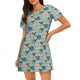 thumbnail image 1 of Balery Colorful Pugs Camisón de manga corta con cuello redondo para mujer, cómodo y elegante., 1 of 6