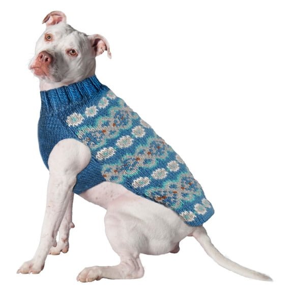 Chilly Dog Teal Alpaca Fairisle Dog Sweater