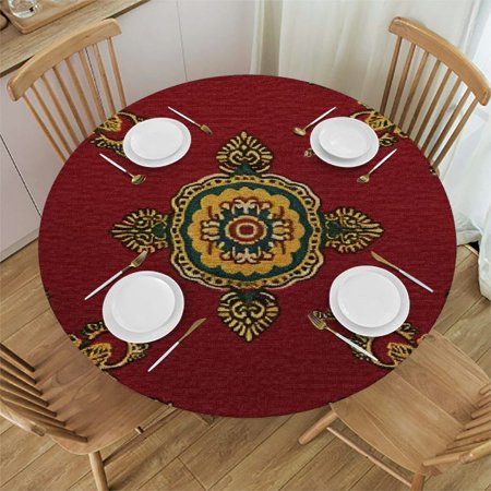 SHERONV Paisley Pattern Round Table Cover Stain Resistant Washable Indoor Outdoor Tablecloth Kitchen Dining Wedding Parties Tablecloth 100% Polyester Fiber 42"-46