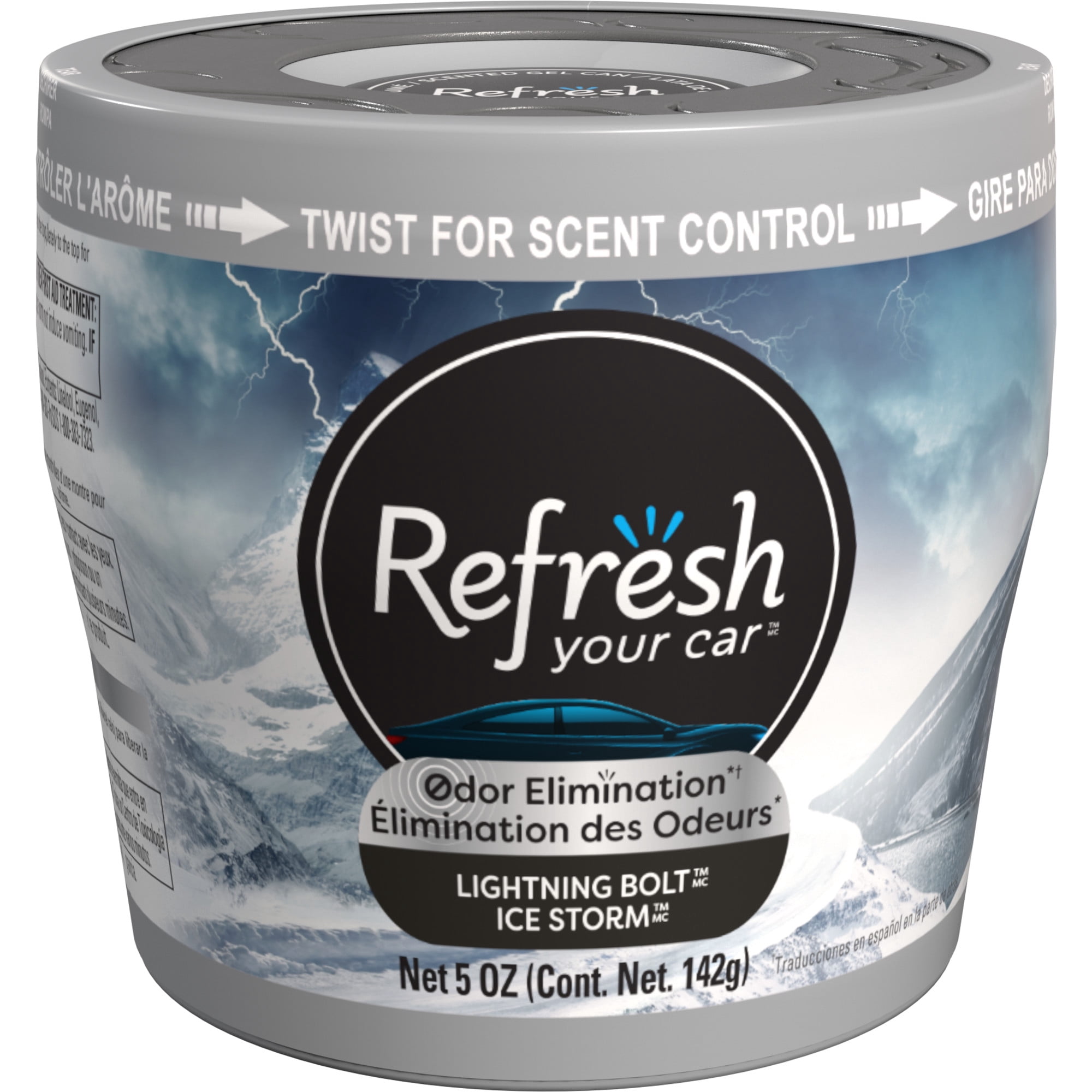 (3 pack) Refresh Your Car! Gel Can Air Freshener (Lightning Bolt/Ice Storm Scent, 5 oz)