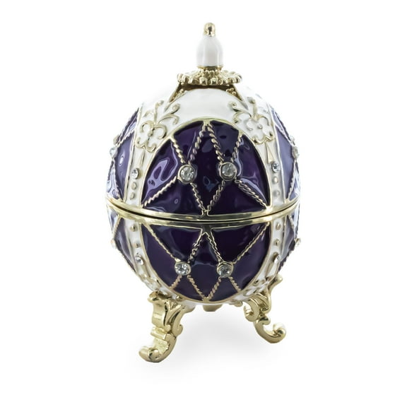 Trellis on Purple Enamel Royal Inspired Easter Egg 2.75 Inches