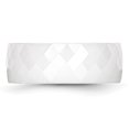 thumbnail image 3 of Ceramic White 8mm Wedding Band Ring Man Classic Faceted Domed  For Dad Mens  For Him, 3 of 10