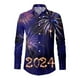 thumbnail image 2 of Camisas De Vestir Para Hombre Manga Larga Camisa de manga larga con solapa con botones y estampado digital 3D para hombre de Año Nuevo y Festival de Primavera (Black, M), 2 of 5