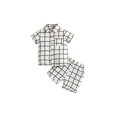 thumbnail image 2 of Baby Toddler Boy 2 Pcs Outfit Suit 6M 12M 18M 24M 3Y Contrast Color Plaid Lapel Short Sleeve Buttons Shirt Tops with Shorts, 2 of 10