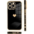 thumbnail image 4 of for iPhone 14 Pro Max Case Love Heart Plating Electroplate Luxury Elegant Camera Protector Soft TPU Shockproof Protective Corner Back Cover Designed for iPhone 14 Pro Max Case -Black, 4 of 6