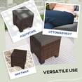 thumbnail image 6 of Outsunny 2 Pieces Wicker Outdoor Ottomans with Cushions, 3-in-1 PE Rattan Ottoman Seat, Footrest and Side Table for Backyard, Poolside, Gray, 6 of 9