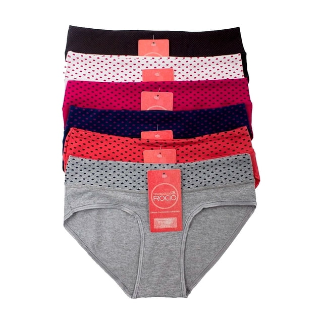 Paquete de Pantaletas Gota de Rocío Modelo Yeyis-101, Estilo a la cintura en algodón, Colores surtidos