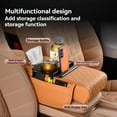 thumbnail image 2 of Multifunctional PU Leather Car Armrest Box Mat with Central Elbow, Universal 5-in-1 Car Center Console Cover, Leather Car Armrest Storage Box with Cup Holder, Tissue Box,Phone Holder (Coffee), 2 of 9
