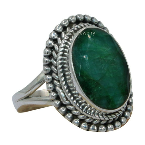 Silver Gift Ring, Emerald Solid 925 Sterling Silver Ring