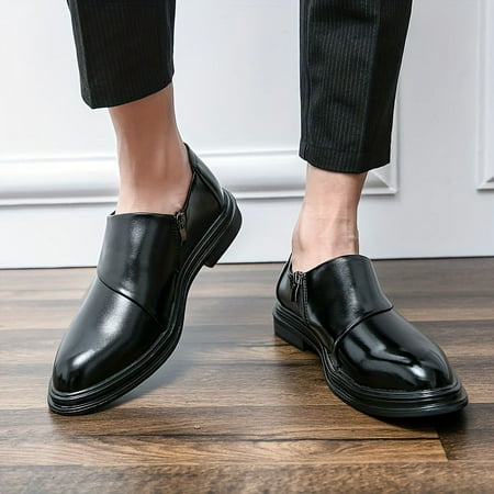 

DONGGTGDZ Solid Low Top Wear-resistant Dress Shoes with Side Zipper Enhance Your Style in Business Office Wedding Party.