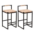 thumbnail image 3 of Counter Height Bar Stools Set of 2, Woven Counter Stool with Back and Footrest, Upholstered Armless Saddle Stool Kitchen Barstools Bar Chairs for Kitchen Island Counter, Home Bar, Bistro,, 3 of 9