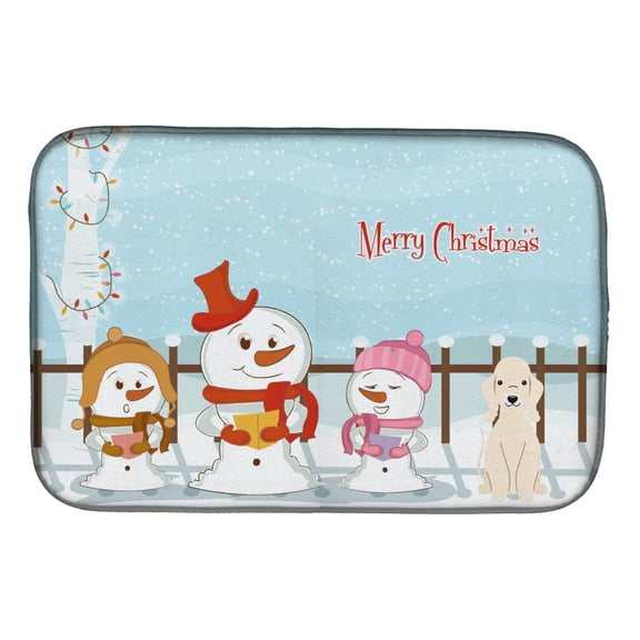 Merry Christmas Carolers Bedlington Terrier Sandy Dish Drying Mat
