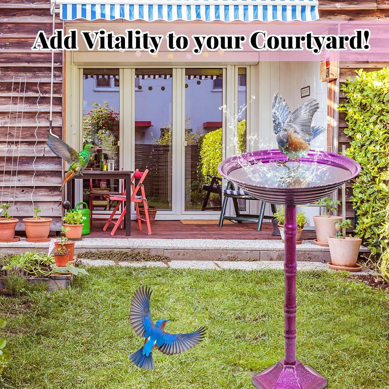Bird Bath for Outside with Pedestal, Vintage Freestanding Garden  Birdbaths & Birdfeeder, Birdbaths Bowl Bird Baths for Outdoors Yard Garden Lawn Decor, Upgrade Dual-use Base