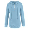 thumbnail image 5 of Shirts for Women Trendy Fall Winter Comfy Hooded Long-sleeved Kimono Drop Shoulder Hoody Solid Color Leisure Cotton Hoodies Sweatshirts(Light Blue,XXL), 5 of 5