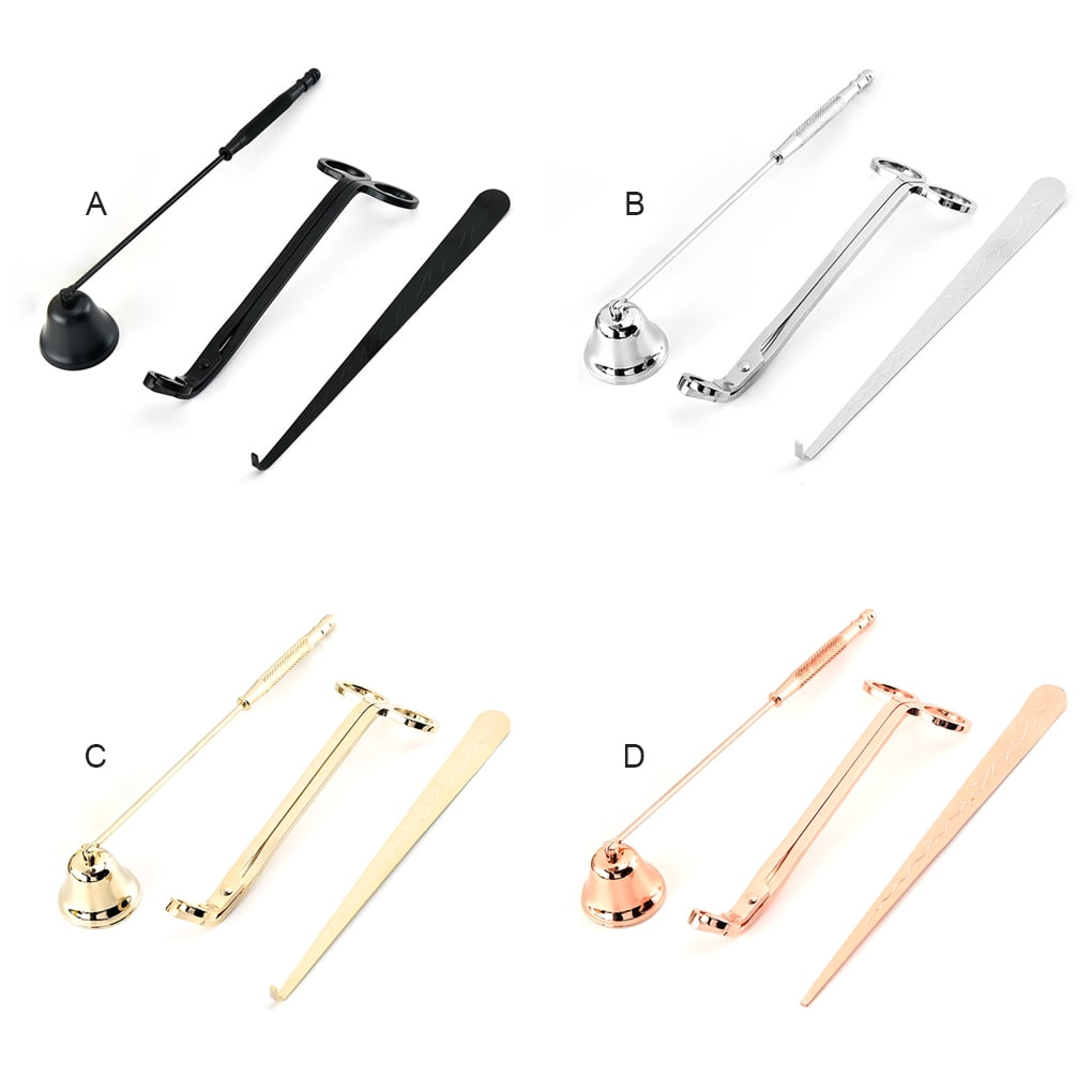 Auivguiv Candle Care Set - Stainless Steel Wick Trimmer, Snuffer & Dipper, 7 Inch (Black)