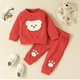 thumbnail image 2 of THDHVS Girls Sweatsuit,Toddler Boy Outfits,Fashion Girls and Boys'baby Casual Long Sleeve Round Neck Print Long Pants Sets Red 18-24 Months, 2 of 7