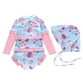 thumbnail image 4 of BOOMNY Toddler Baby Girls One Peice Swimsuits Long Sleeve Bathing Suit With Hat Hawaiian Graphic Lightweight Summer Vacation Beach Swimwear, 4 of 4