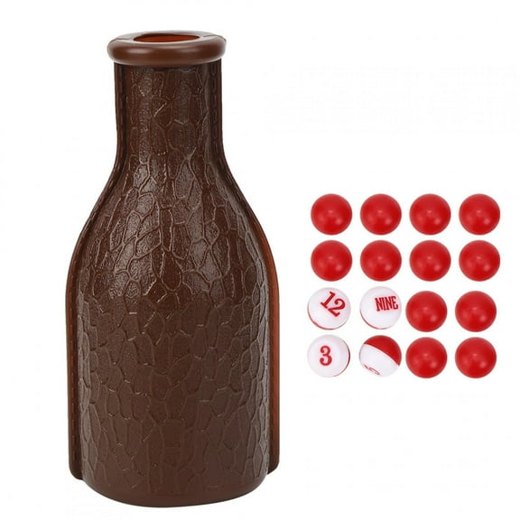Billiard Pool Shaker Bottle with 16 Numbered Tally Balls, Pool Dice Box, Pool Dice for Billiards Accessory (Brown)