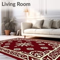 thumbnail image 2 of ODIKA 4'x6' Machine Washable Non-Slip Area Rug, Enchanted Stardust Lattice with Intertwined Festive Motifs and Baroque Scrolls High Traffic Rug, Red, 604150, 2 of 7