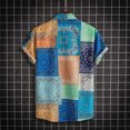 thumbnail image 3 of Camisas De Vestir Para Hombre Slim Fit Camisa informal de manga corta con botones y estampado de solapa suelta para hombre, Top de verano hawaiano para la playa (Sky Blue, XXL), 3 of 6