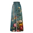 thumbnail image 3 of WTOBBY Women's High Waisted Wide Leg Pants Summer Casual Flowy with Pockets and Floral Print,Beach Trousers Designed for Hot Weather Comfort, Breezy Days and Sun Protection in Style,Blue L, 3 of 4