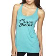 thumbnail image 1 of Wild Bobby Grace Wins Script Inspirational/Christian Women Tri-Blend Racerback Tank Top, Tahiti Blue, X-Large, 1 of 5
