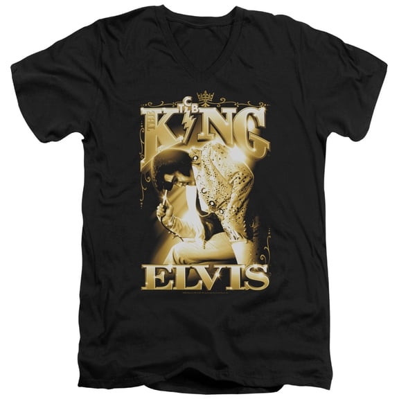 Elvis Presley The King Adult V-Neck T-Shirt Black