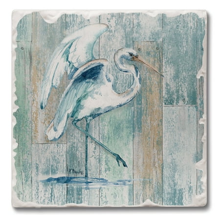 

CounterArt Arianna Egret Decorative Single Image Absorbent Stone Tumbled Tile Coaster 4 Pack