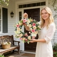 thumbnail image 2 of HuiXinOu Simulation Flower Wreath - Spring Summer Rose Peony Door Hanging, Large Home Decor for Living Room Wall Entryway, 2 of 6