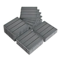 Plastic Interlocking Deck Tiles, 27 Pack, 11.8"x11.8" Waterproof Flooring Tiles for Indoor and Outdoor, Patio Floor Decking Tiles for Porch Poolside Balcony Backyard, Dark Grey as picture