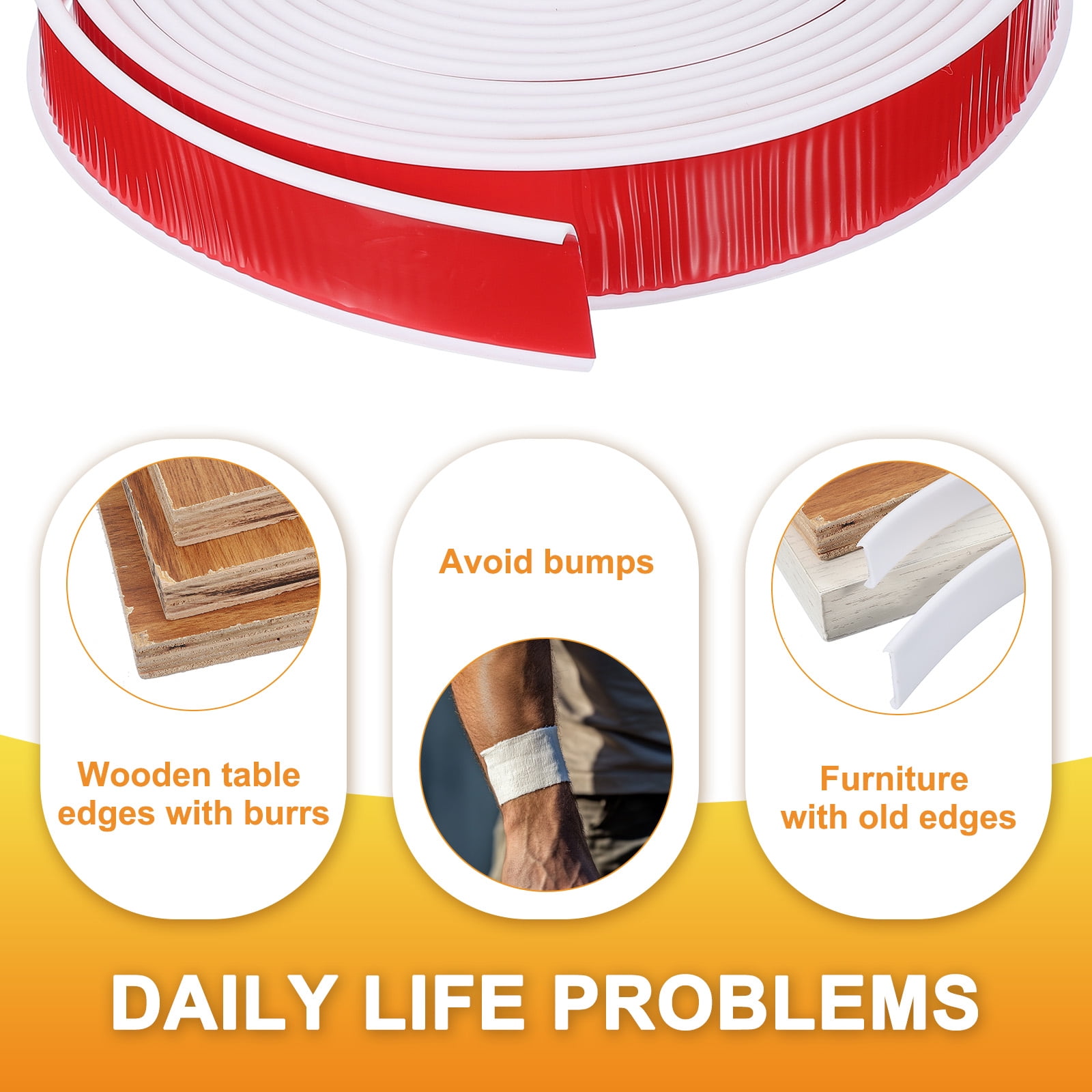 Uxcell TPE U-Shape Edge Banding Self Adhesive Flexible Veneer Edging Trim Furniture Edge Protector for Shelf Cabinet Table White 1-1/4 Inch x 20ft