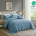 thumbnail image 4 of HZ & HY Oversized King Bedspread 128x120 Extra Wide, Ultrasonic Coverlet Bedding Set, Lightweight Thin Comforter, Reversible, 5 Piece, 100% Microfiber, Ashley Blue, 4 of 8