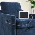 thumbnail image 3 of 360° Swivel Accent Chair with Charging Station, Modern Upholstered Armchair with Hidden Storage Seat and Side Pocket for Bedroom, Reading Room, Navy Blue, 3 of 8