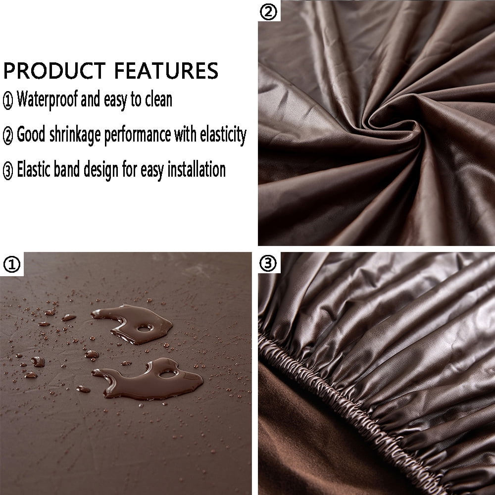 Shukii PU Waterproof Couch Cushion Covers Sofa Seat Covers Stretch Sofa Slip Covers Combination Sofa Cover Couch Sofa Covers For Pets With Elastic Bottom 3 Cushion Sofa,Coffee