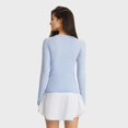 thumbnail image 2 of Camisas de Yoga sin costuras para mujer, Top corto de manga larga, ropa de gimnasio, camisetas de entrenamiento con realce, deportes, 2 of 5