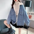 thumbnail image 2 of Chaqueta vaquera de mujer con forro polar de cordero grueso y acolchado de algodón, estilo otoño e invierno, holgada y a la moda, 2 of 5