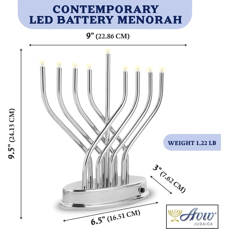 Chrome LED Electric Menorah with Battery Power photo 2