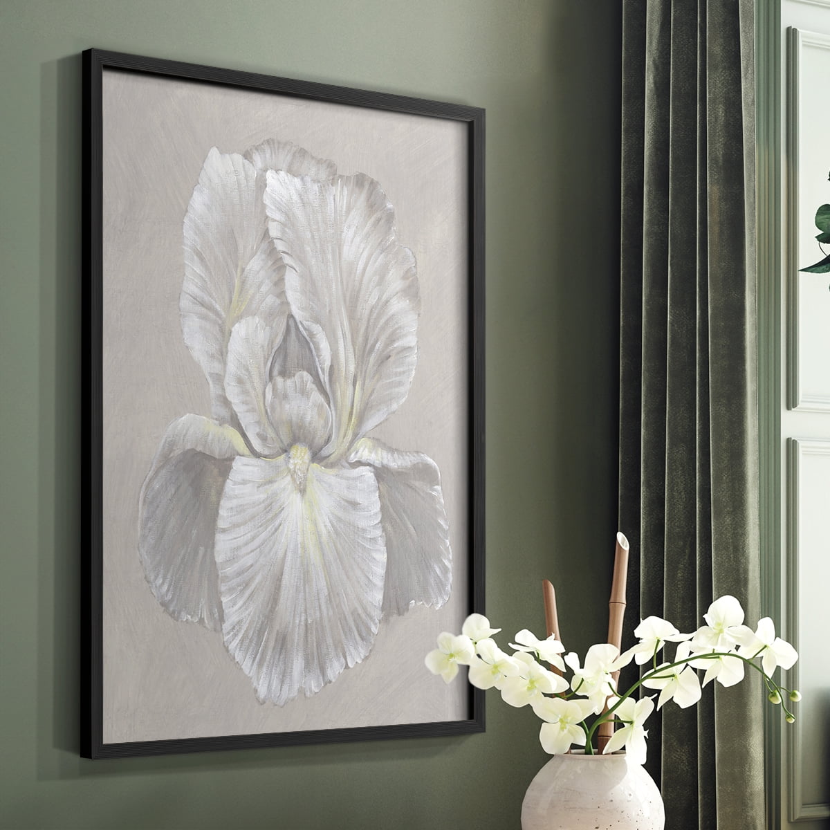 White Iris I Framed Print in Black Solid Wood 8 x 10 Framed Print