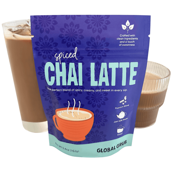 Global Grub Spiced Chai Latte Mix – Crafted with Mindful Ingredients – Effortless Instant Chai, Just Add Water, Enjoy Hot or Iced