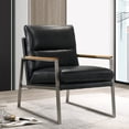 thumbnail image 2 of Omax Decor Colin Stainless Steel & Genuine Leather Accent Chair in Black, 2 of 7