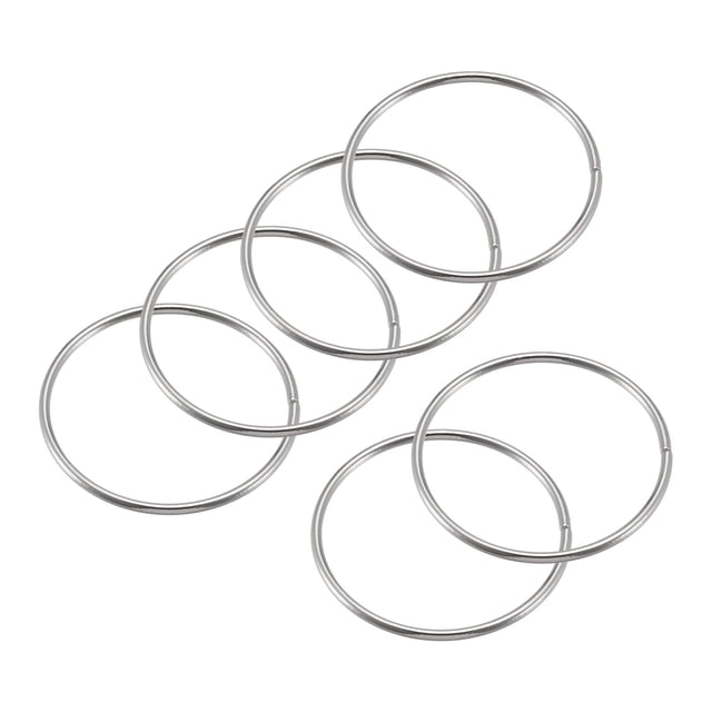 Unique Bargains 60mm OD Metal O Ring Iron Electroplated Silver Tone 6 Pack