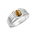 thumbnail image 4 of RYLOS Men's Rings Sterling Silver Classic 7X5MM Oval Gemstone & Diamond Ring Tiger Eye November Birthstone Rings For Men, Silver Rings, Size 9, 4 of 8
