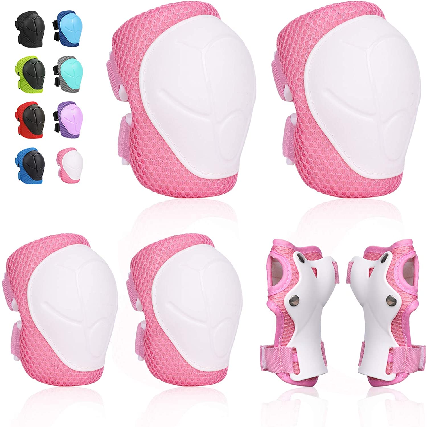 SKL Knee Pads 6 Pieces Kids Knee and Elbow Pads with Wrist Guards for